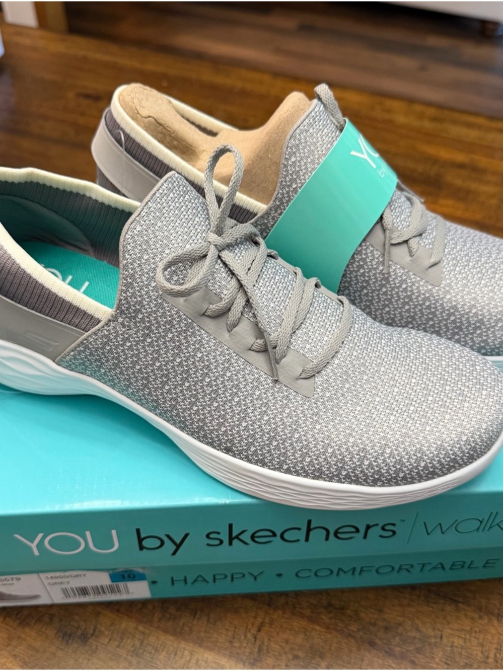 YOU by Skechers Womens Gray Knit Slip-On Walking Shoes